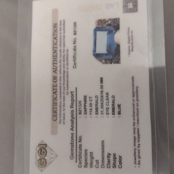 COPY - 114.9 CT London blue sapphire with certification of authentication - Picture 4 of 4